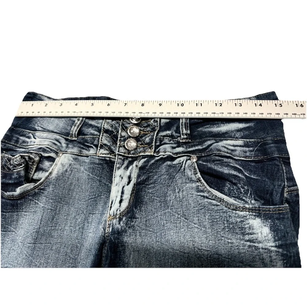 GoGo Star Jeans Womens Size 15 Juniors Blue Denim Skinny Dark Wash Pants Stretch - Picture 12 of 13